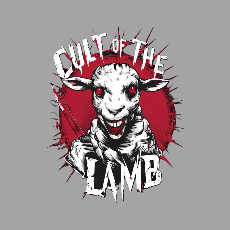 Cult of The Lamb Graphic T-Shirt, Horror Art Tee, Unique Goth Inspired Design, Unisex Adult Clothing, Trendy Dark Apparel Male T-Shirt