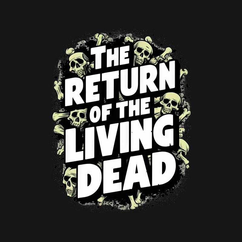 The Return of the Living Dead Inspired Skull T-Shirt, Horror Movie Fan Apparel Male T-Shirt