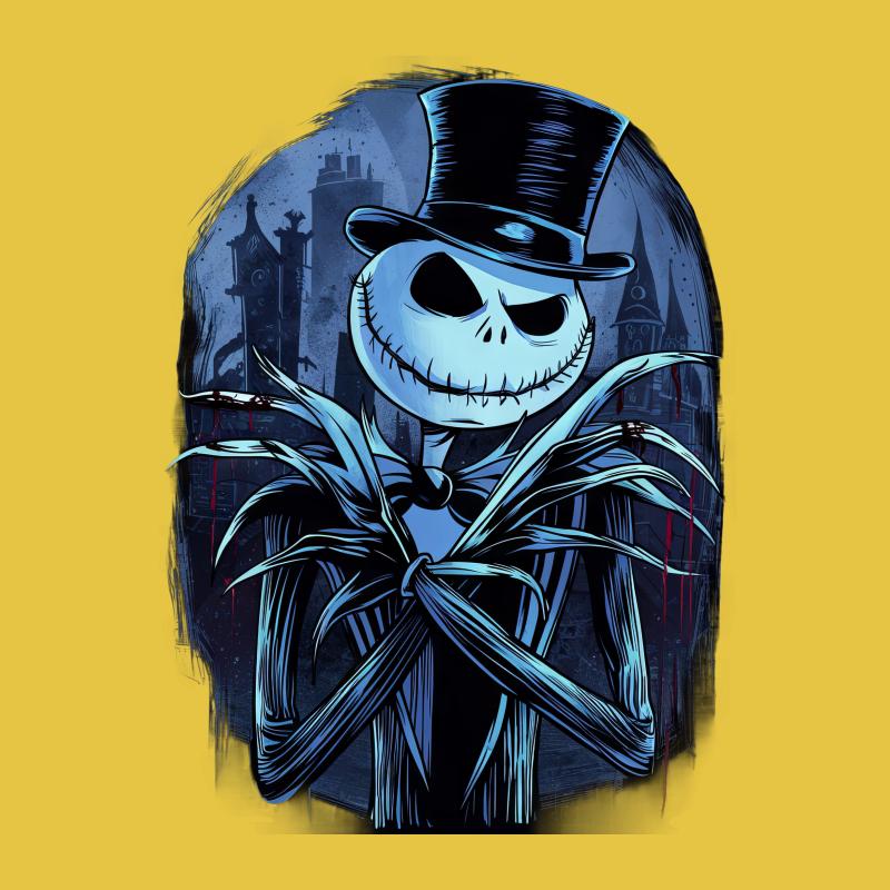 Jack Skellington T-Shirt, Halloween Town Pumpkin King, Gothic Animated Character Tee, Unique Spooky Graphic Shirt Design for Fans Male T-Shirt