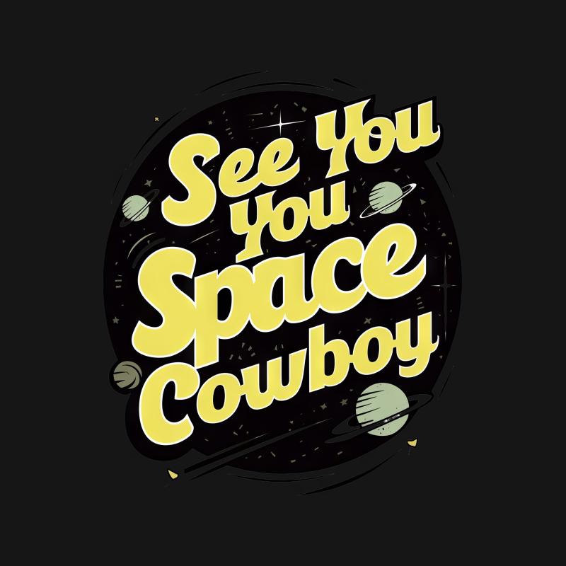 See You Space Cowboy T-Shirt, Anime-Inspired Retro Quote, Vintage Style Typography Tee for Fans Male T-Shirt