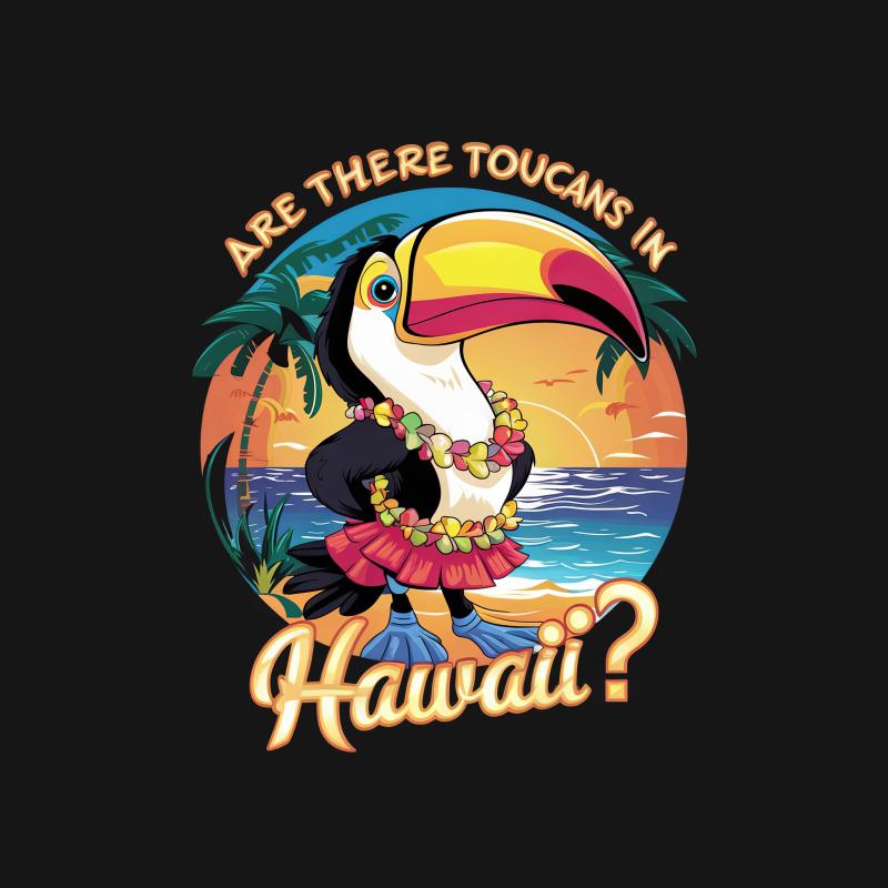 Tropical Toucan T-Shirt, Funny Hawaii Vacation Tee, Colorful Bird Beachwear, Summer Party Aloha Shirt Male T-Shirt