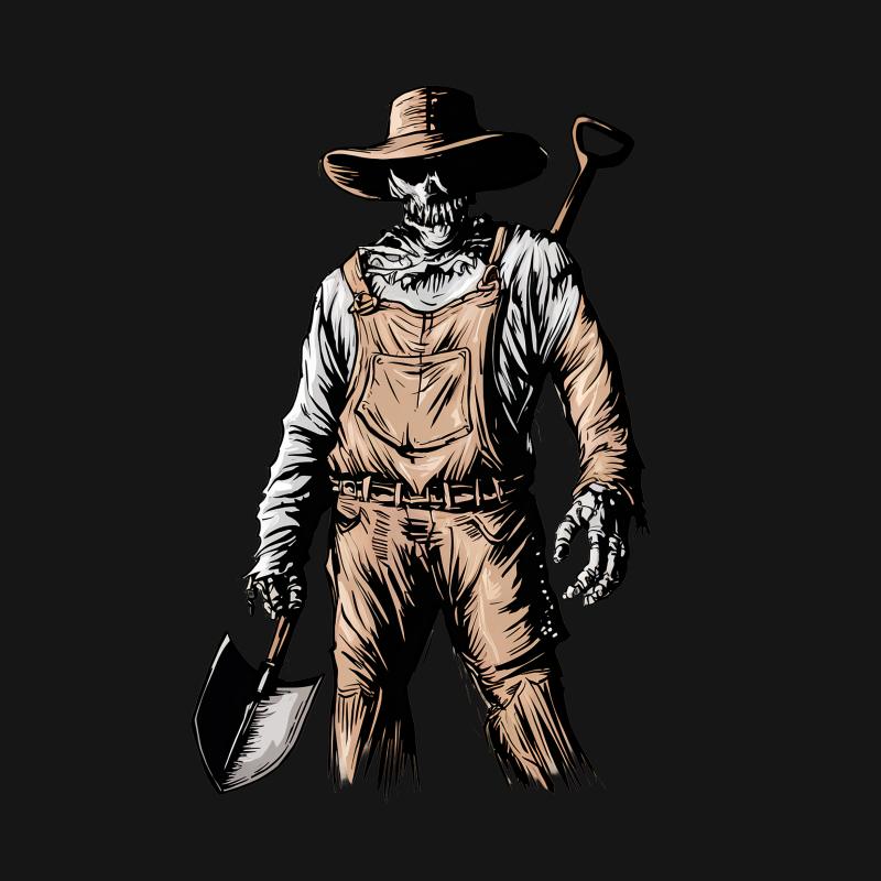 Scary Farmer Zombie T-Shirt, Halloween Graphic Tee, Unique Horror Apparel, Men's and Women's Sizes Available Female T-Shirt