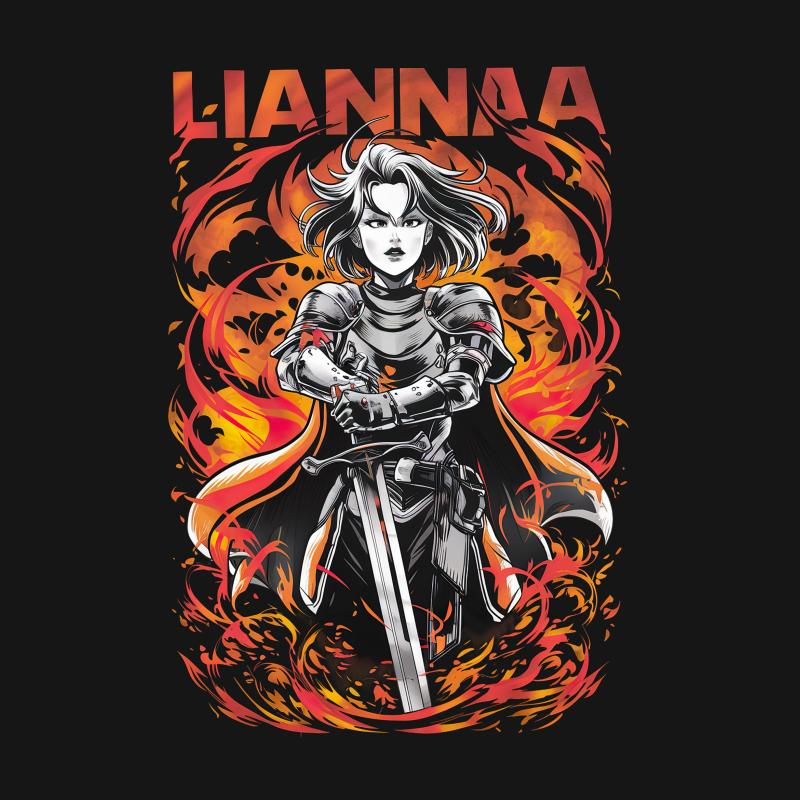 Fantasy Warrior Woman T-Shirt, Fiery Sword Fighter Graphic Tee, Strong Female Character Shirt, Epic Battle Art Clothing Male T-Shirt