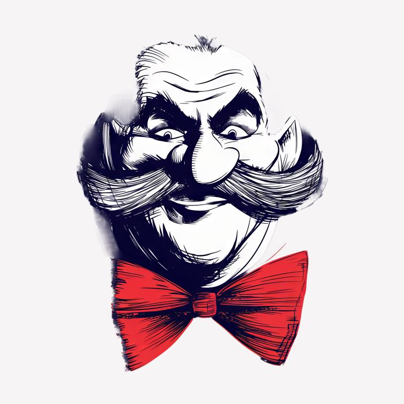 Unique Whimsical Face T-Shirt, Bold Mustache and Bow Tie Illustration Tee, Artistic Unisex Apparel Female T-Shirt