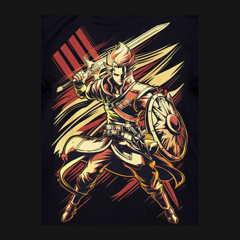 Warrior Graphic Tee, Bold Fantasy Samurai Design, Unisex Casual T-Shirt, Stylish Hero Illustration Top, Unique Artistic Shirt Gift Idea Male T-Shirt