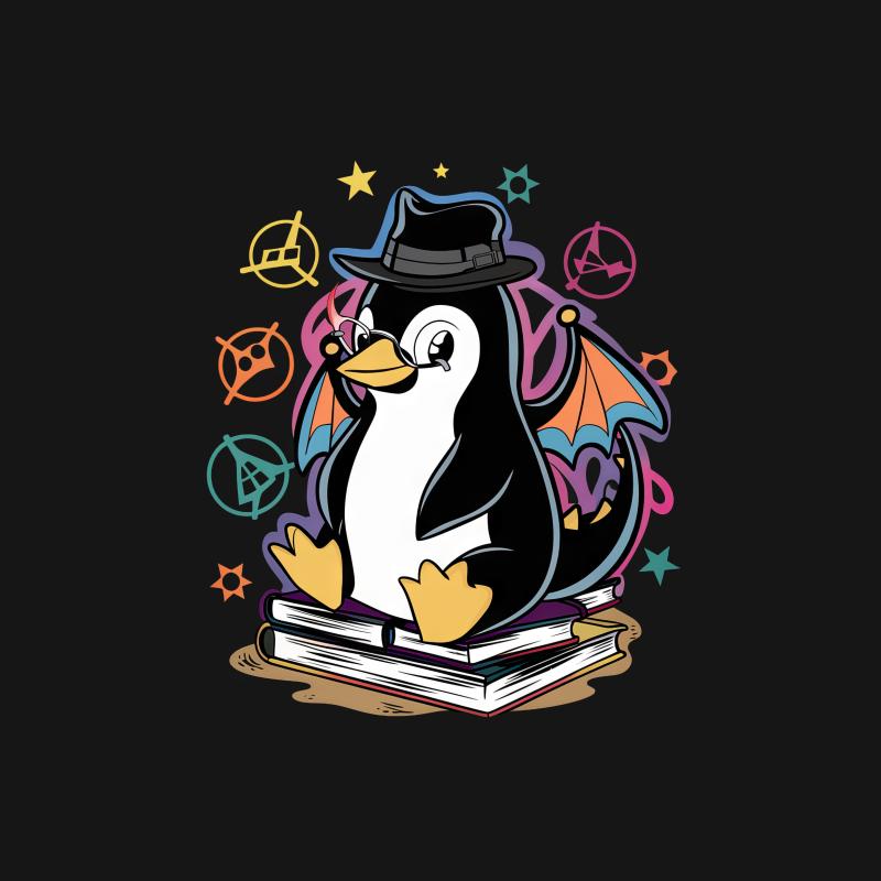 Whimsical Penguin T-Shirt, Cute Book Lover Penguin with Hat, Colorful Stars and Books, Unisex Graphic Tee for All Ages Female T-Shirt