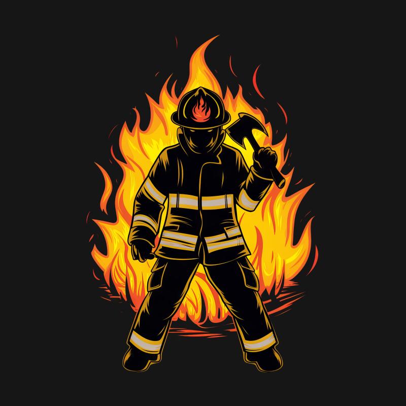 Firefighter Hero T-Shirt, Fire Department Tee, Fire Rescuer Graphic Shirt, Gift for Fireman, Firefighting Emblem, Men's Firefighter Shirt Male T-Shirt