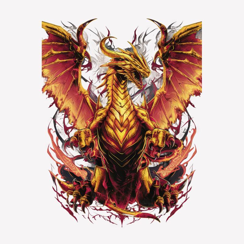 Epic Golden Dragon Graphic Tee, Fantasy Creature Art, Fire Dragon Unisex T-Shirt, Mythical Beast Illustration, Cool Dragon Lover Gift Female T-Shirt