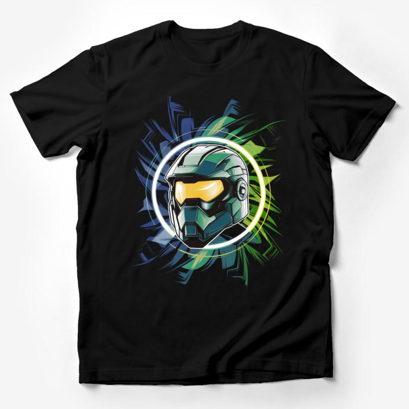 Futuristic Helmet Graphic T-Shirt, Cool Sci-Fi Armor Tee, Unisex Adult Casual Wear, Trendy Geek Chic Clothing, Gamer Gift Idea Male T-Shirt