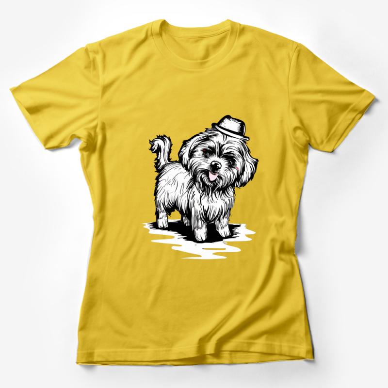 Cute Dog Graphic T-Shirt, Stylish Pup with Hat Design, Unisex Casual Wear, Pet Lovers Gift Idea Female T-Shirt