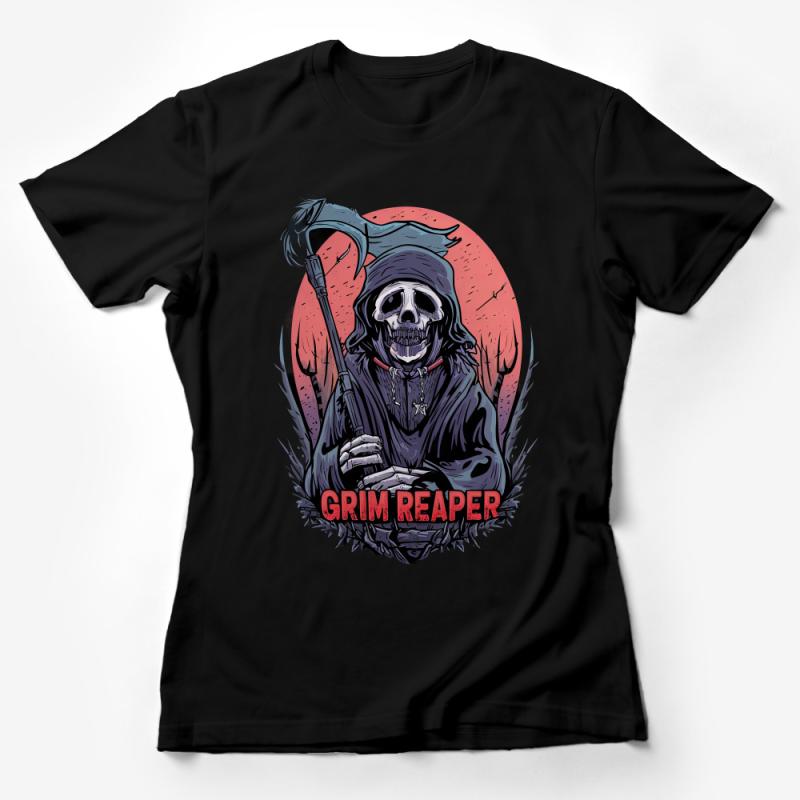 Grim Reaper Graphic Tee, Edgy Skull T-Shirt, Unisex Horror Apparel, Gothic Streetwear, Cool Dark Fantasy Clothing, Halloween Shirt Female T-Shirt