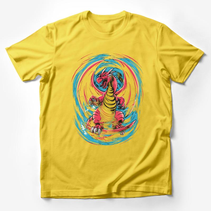 Red Dragon T-Shirt, Fantasy Creature Tee, Mythical Beast Top, Artistic Dragon Design, Casual Graphic Shirt for Dragon Lovers Male T-Shirt