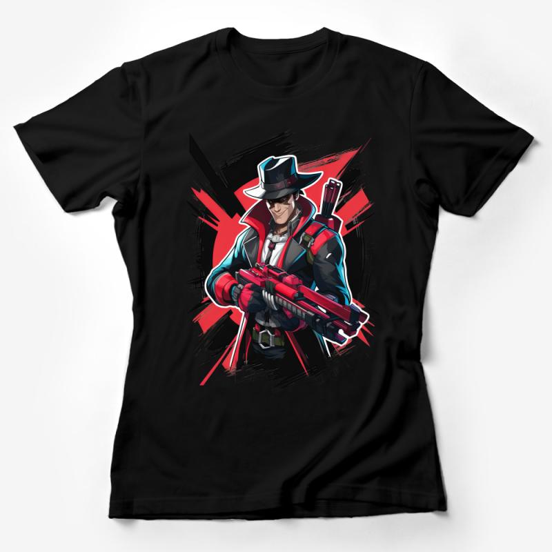 Stylish Gamer T-Shirt, Cool Video Game Character, Red and Black Graphic Tee, Unisex Cotton Shirt, Trendy Gaming Apparel, Gift for Gamers Female T-Shirt