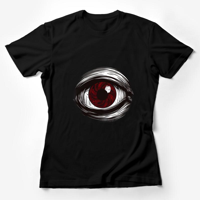 Abstract Eye Art T-Shirt, Unisex Graphic Tee, Black and Red Eye Design, Modern Artistic Fashion, Casual Streetwear Female T-Shirt