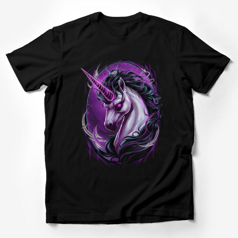 Fantasy Unicorn T-Shirt, Mystical Creature Tee, Purple Galaxy Unicorn, Unique Graphic Design Shirt, Trendy Magical Animal Top for All Male T-Shirt