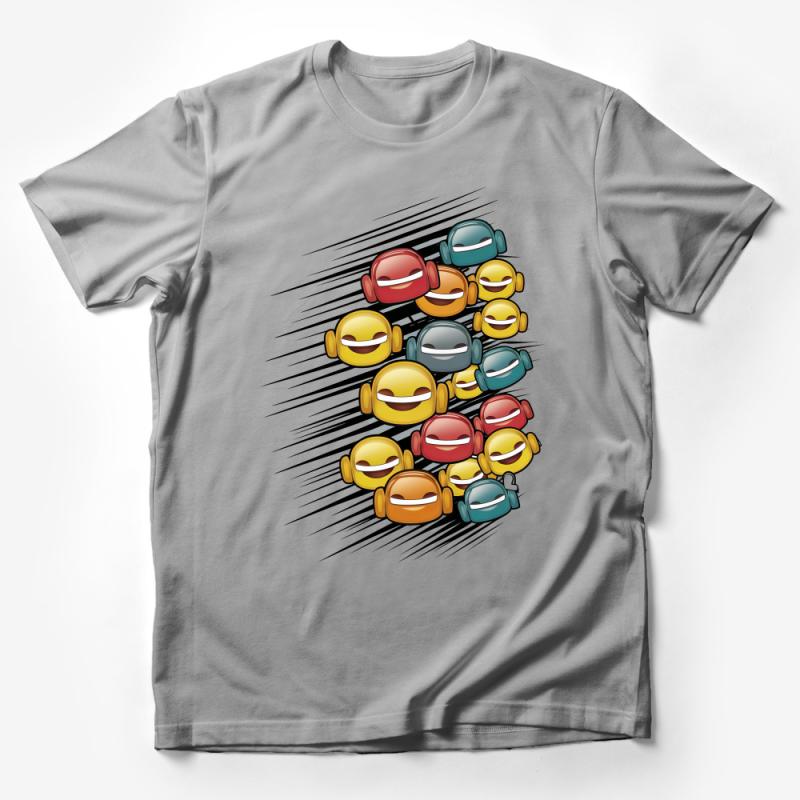 Colorful Emoji T-Shirt, Fun Graphic Tee, Unisex Adult Clothing, Casual Emoji Pattern Shirt Male T-Shirt