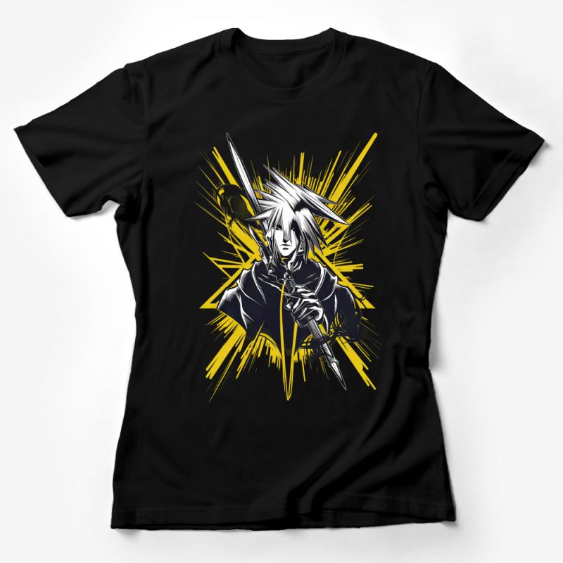 Anime Inspired T-Shirt, Cool Manga Warrior Graphic Tee, Unisex Casual Streetwear, Unique Artistic Design Top Female T-Shirt