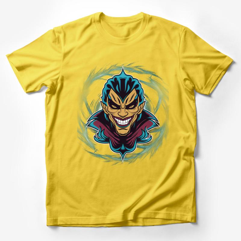 Men's Graphic Tee, Fantasy Demon Print, Cool Blue Oni Face, Casual Streetwear T-Shirt, Unique Design, Urban Style, Trendy Apparel Male T-Shirt