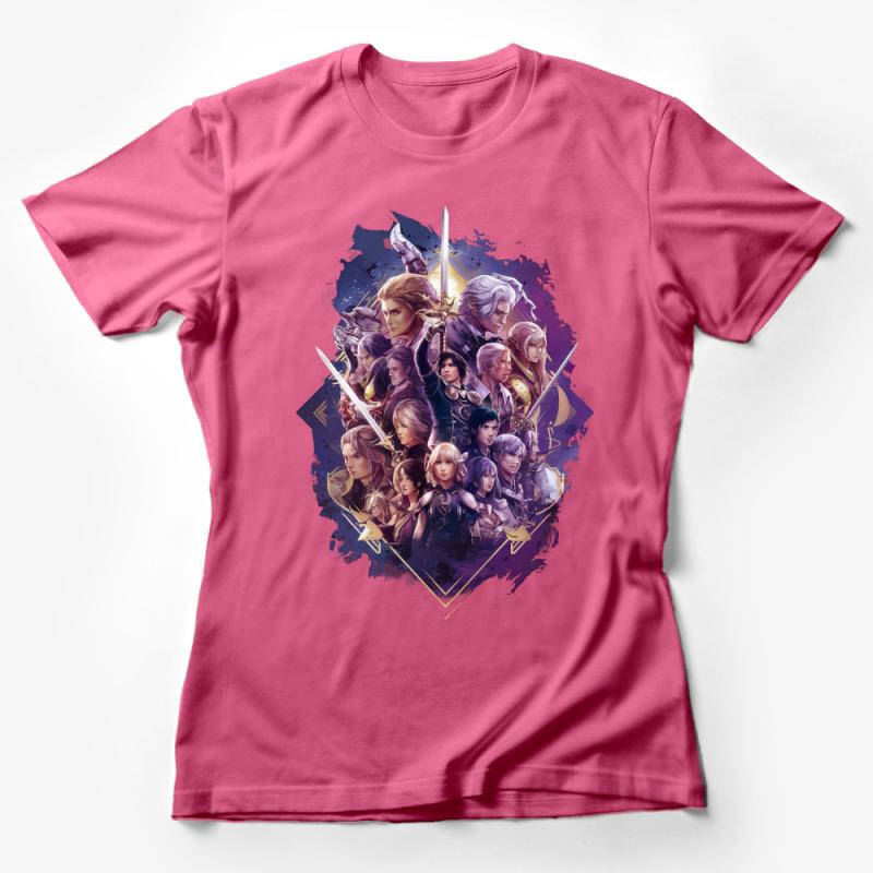 Fantasy RPG Heroes Graphic T-Shirt, Epic Game Character Art Tee, Unique Gamer Gift, Unisex Female T-Shirt