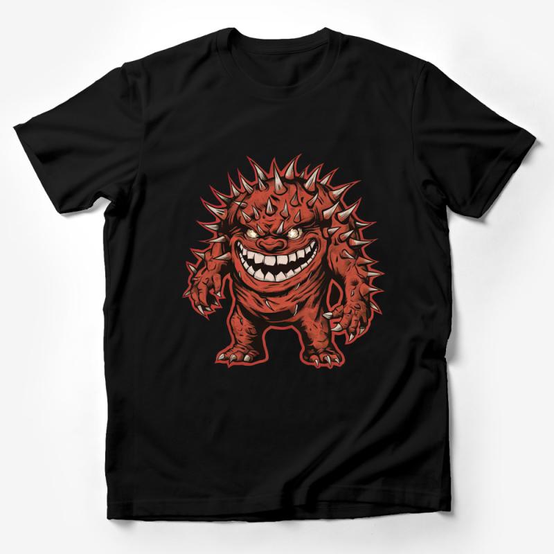 Monster Graphic Tee, Cartoon Creature T-Shirt, Unisex Red Beast Top, Unique Illustration Casual Wear Male T-Shirt