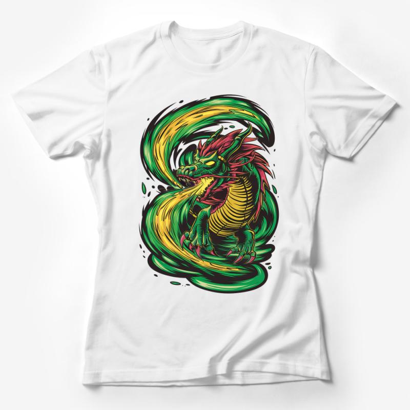 Colorful Dragon T-Shirt, Fantasy Creature Tee, Vibrant Mythical Beast Shirt, Cool Dragon Graphic, Unisex Clothing, Gift for Fantasy Lovers Female T-Shirt