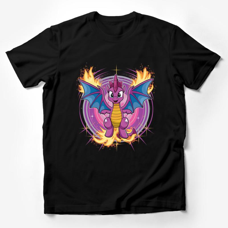 Cute Purple Dragon Cartoon T-Shirt, Unisex Kids Fantasy Creature Tee, Magical Fire-Breathing Dragon Top, Gift Idea Male T-Shirt