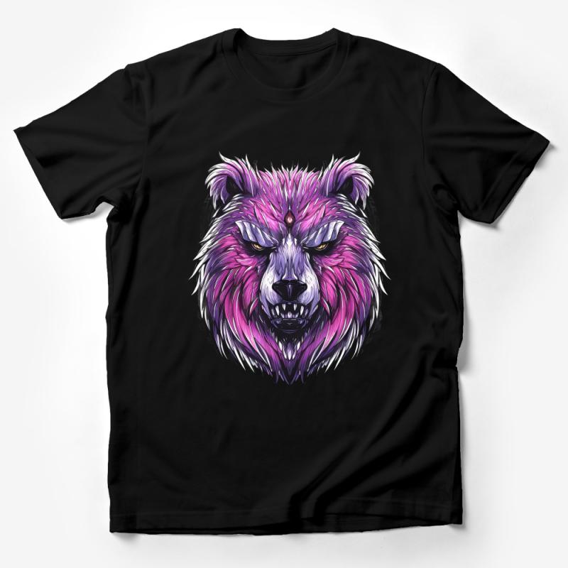 Psychedelic Bear T-Shirt, Colorful Tribal Animal Tee, Unisex Graphic Shirt, Vibrant Festival Clothing, Boho Style Male T-Shirt