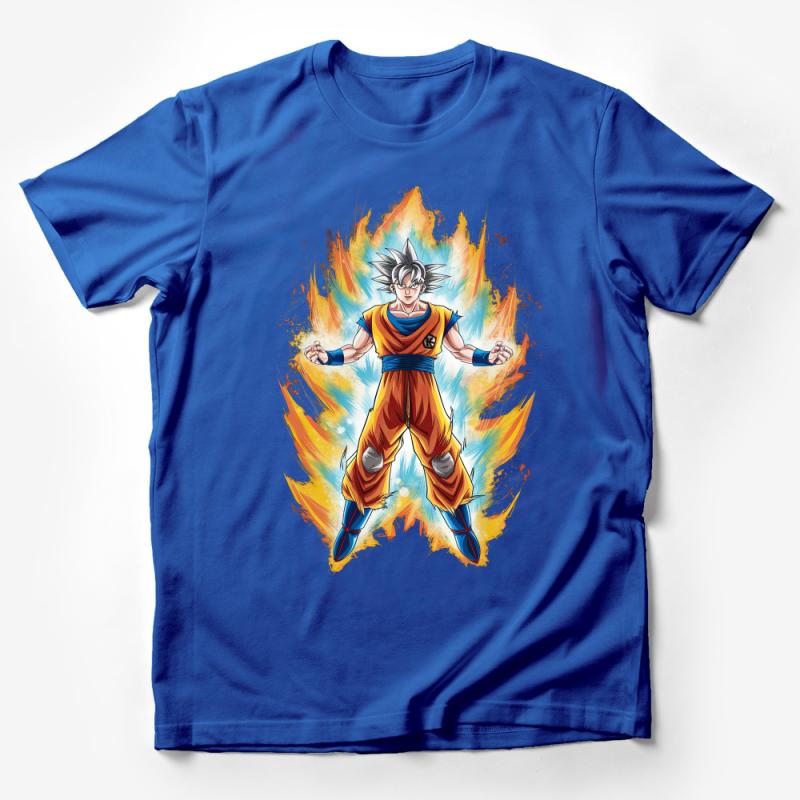 Anime Super Saiyan Fighter T-Shirt, Cool Animated Character Tee, Vibrant Graphic Print Shirt, Unisex Manga Apparel, Gift for Fans Male T-Shirt