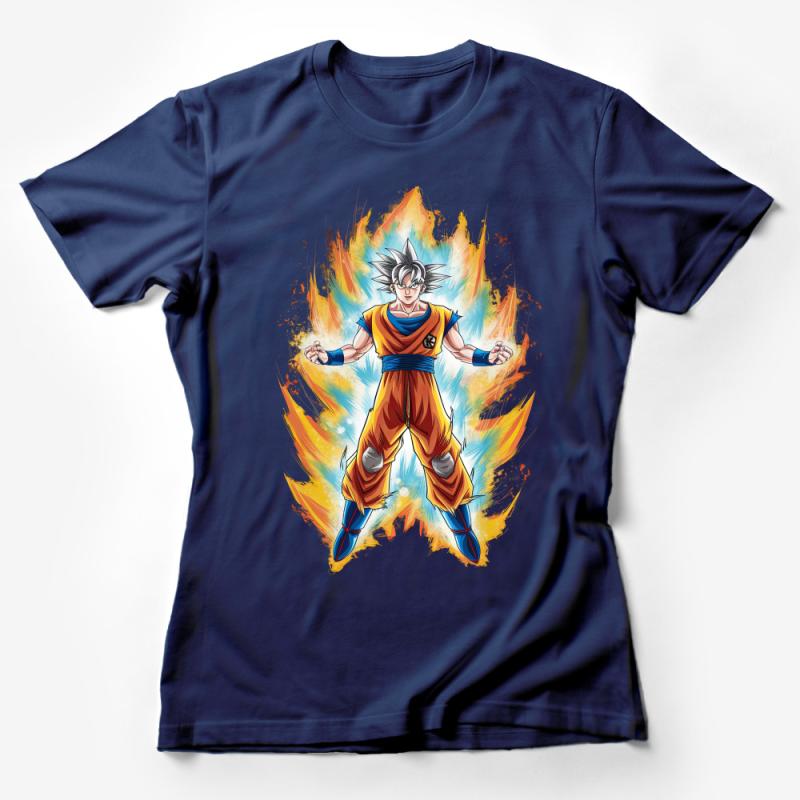 Anime Super Saiyan Fighter T-Shirt, Cool Animated Character Tee, Vibrant Graphic Print Shirt, Unisex Manga Apparel, Gift for Fans Female T-Shirt