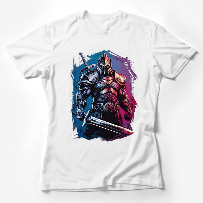 Men's Knight Warrior Graphic T-Shirt, Medieval Armor Print, Fantasy Battle Tee, Cool Warrior Design Top Female T-Shirt