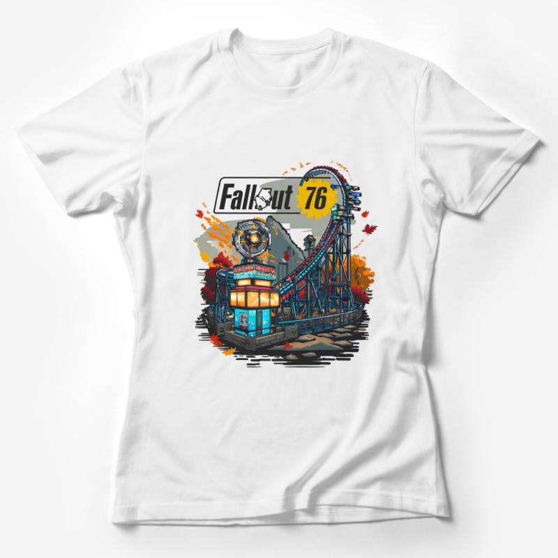 Amusement Park Graphic Tee, Roller Coaster Print, Fall Theme Casual Shirt, Unisex T-Shirt for Theme Park Enthusiasts Female T-Shirt