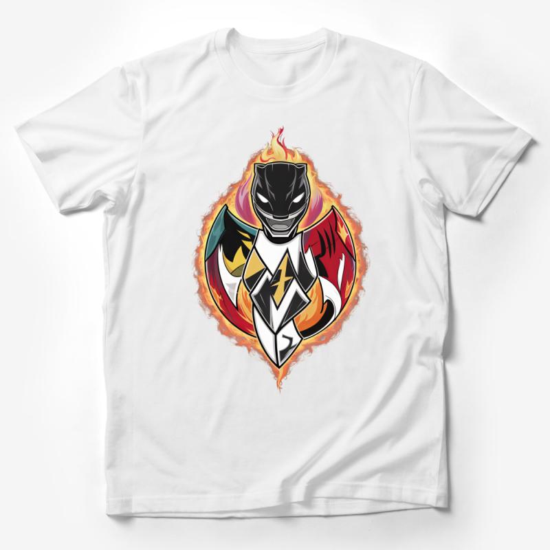 Fiery Superhero Emblem Graphic Tee, Cool Fantasy Hero Shirt, Unique Comic Style T-Shirt, Unisex Casual Wear Male T-Shirt