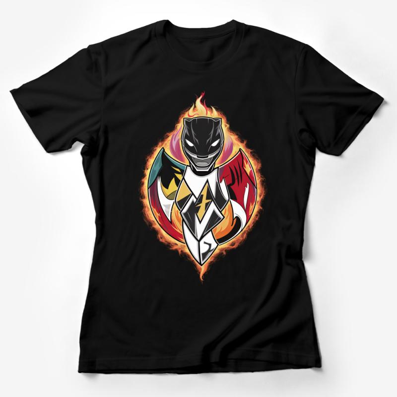 Fiery Superhero Emblem Graphic Tee, Cool Fantasy Hero Shirt, Unique Comic Style T-Shirt, Unisex Casual Wear Female T-Shirt