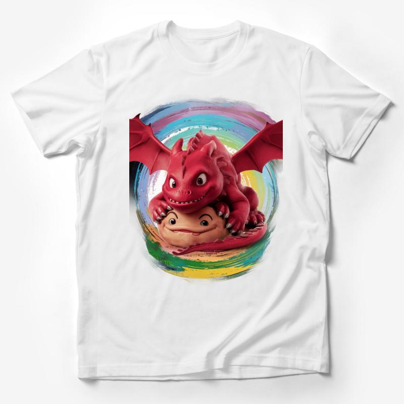 Kids Red Dragon T-Shirt, Cute Cartoon Dragon Tee, Unisex Children's Clothing, Vibrant Colorful Design, Soft Cotton, Casual Wear Male T-Shirt