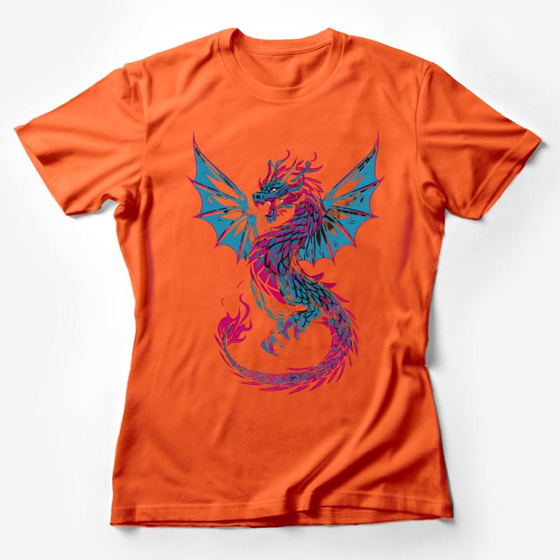 Mythical Dragon Graphic Tee, Fantasy Creature Print T-Shirt, Unisex Vibrant Dragon Shirt, Artistic Cool Design Top for All Ages Female T-Shirt