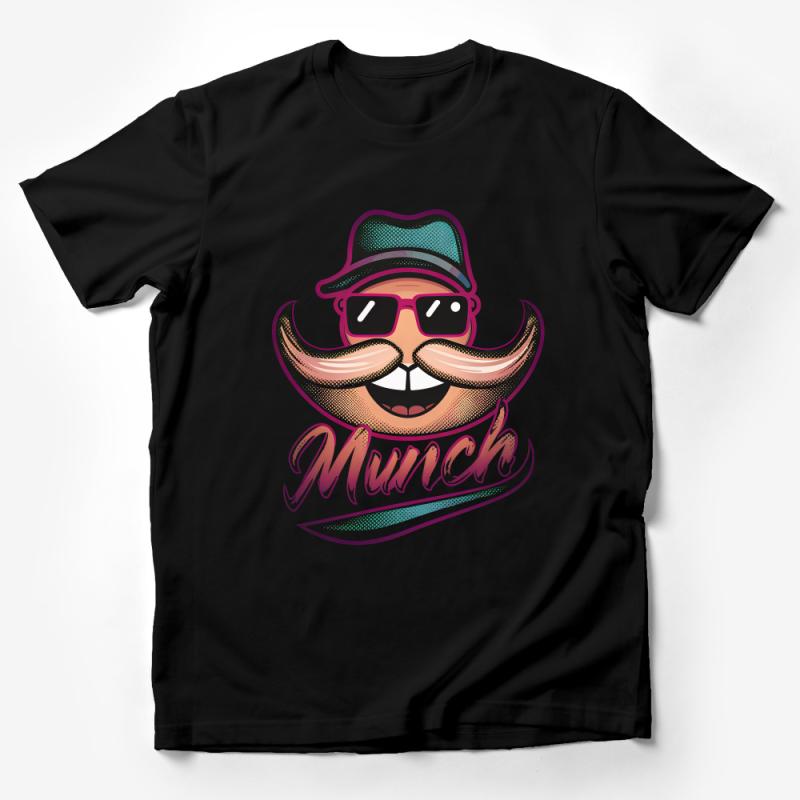 Hipster Mustache Munch Graphic Tee, Cool Retro Style T-Shirt, Unisex Casual Wear, Unique Funky Designer Shirt for All Male T-Shirt