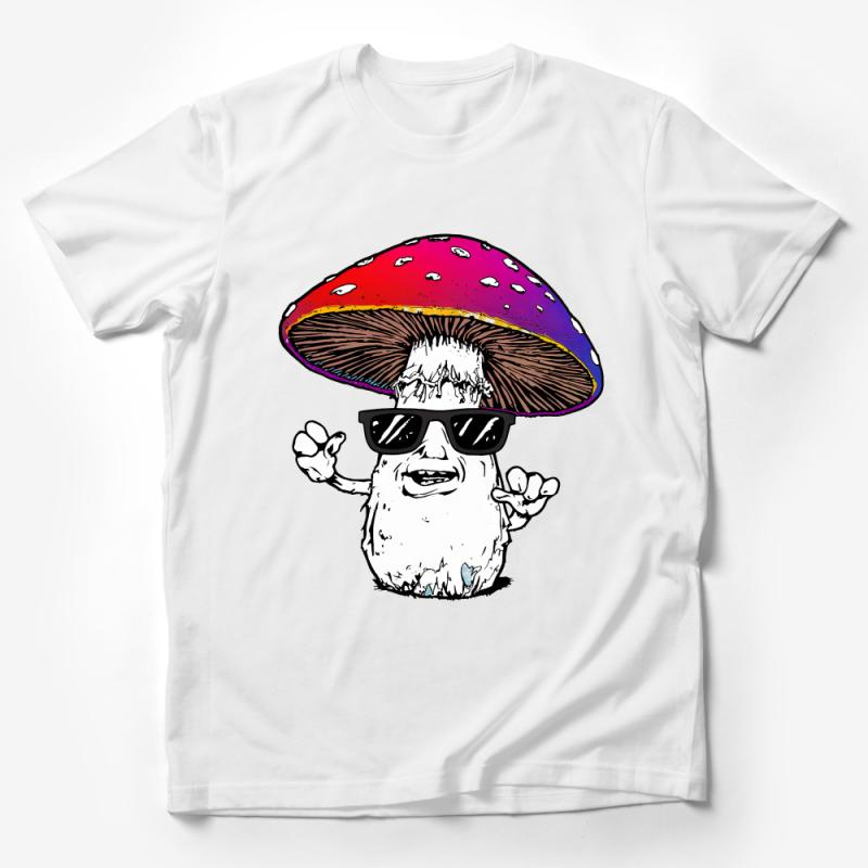 Funky Mushroom Character T-Shirt, Cool Hipster Fungi Graphic Tee, Unisex Cotton Shirt, Colorful Unique Illustration Shirt for All Male T-Shirt