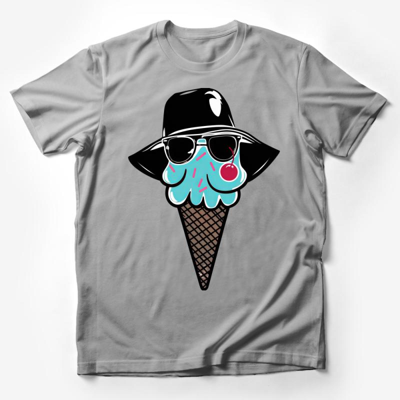 Funky Ice Cream Cone Graphic Tee, Cool Summer Vibes T-Shirt, Novelty Dessert Fashion, Unisex Casual Shirt Male T-Shirt