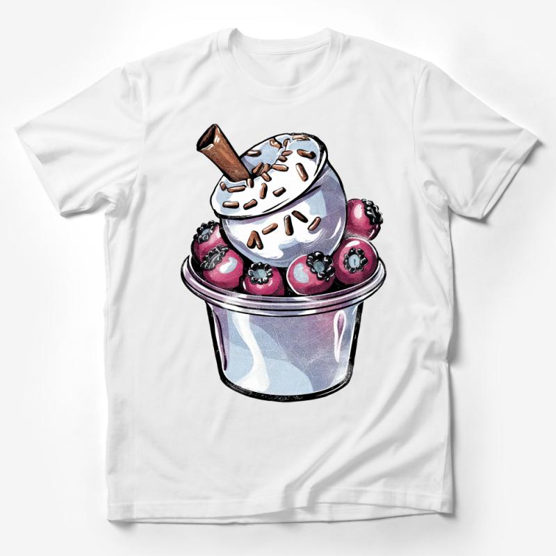 Whimsical Ice Cream T-Shirt, Cute Sweet Treat Graphic Tee, Unisex Foodie Fashion, Summer Dessert Fashion Top Male T-Shirt