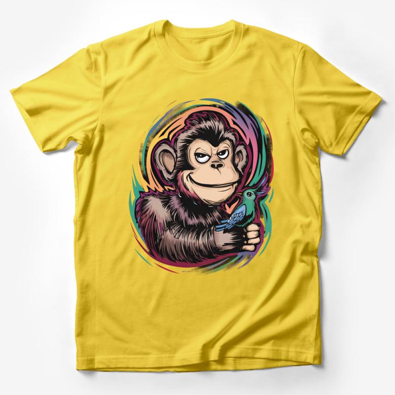 Vibrant Monkey Graphic Tee, Colorful Jungle Animal Shirt, Unisex Nature Inspired T-Shirt, Artistic Illustration, Casual Wildlife Top Male T-Shirt