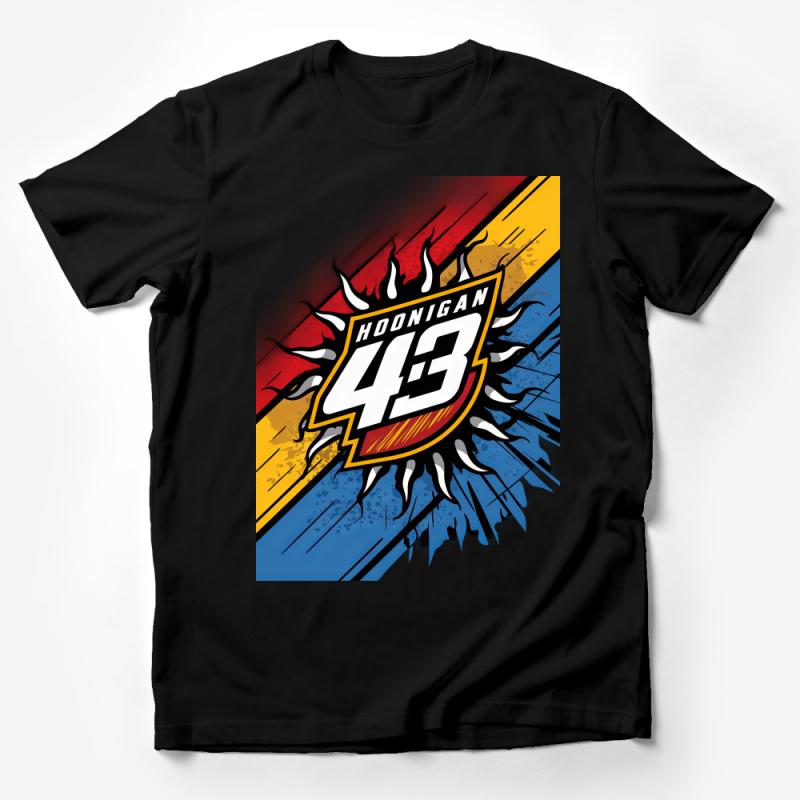 Hoonigan 43 Racing T-Shirt, Colorful Motorsport Graphic Tee, Unique Car Enthusiast Apparel, Unisex Fashion Male T-Shirt