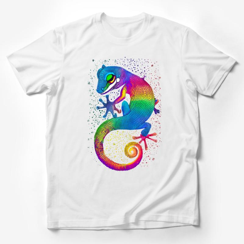 Colorful Chameleon T-Shirt, Vibrant Lizard Graphic Tee, Unisex Rainbow Reptile Shirt, Nature Lover Gift, Unique Animal Casual Wear Male T-Shirt