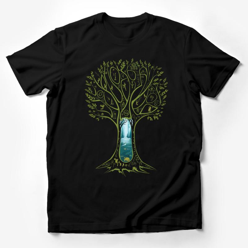 Unique Tree of Life T-Shirt, Nature Inspired Graphic Tee, Mystical Forest Print, Unisex Clothing Gift Male T-Shirt