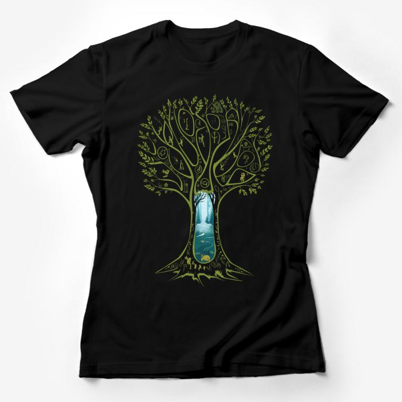 Unique Tree of Life T-Shirt, Nature Inspired Graphic Tee, Mystical Forest Print, Unisex Clothing Gift Female T-Shirt