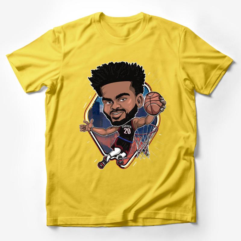 Basketball Star Caricature T-Shirt, Cool Baller Graphic Tee, Sports Fan Gift Idea, Casual Athletic Shirt Male T-Shirt