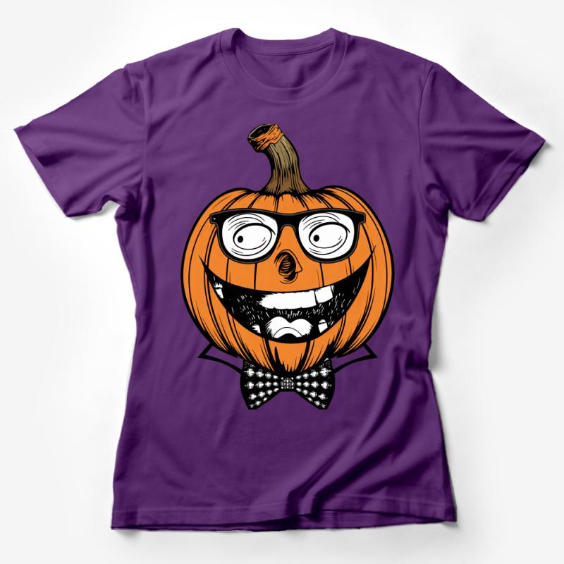 Geeky Pumpkin T-Shirt, Nerd Halloween Costume Tee, Quirky Jack-O-Lantern Shirt, Funny Autumn Geek Chic Apparel Female T-Shirt