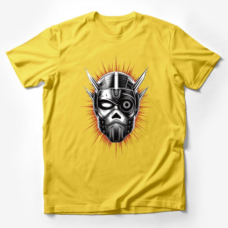 Graphic Robot Face T-Shirt, Futuristic Cyberpunk Tee, Cool Sci-Fi Robot Apparel, Unisex Gift Idea Male T-Shirt