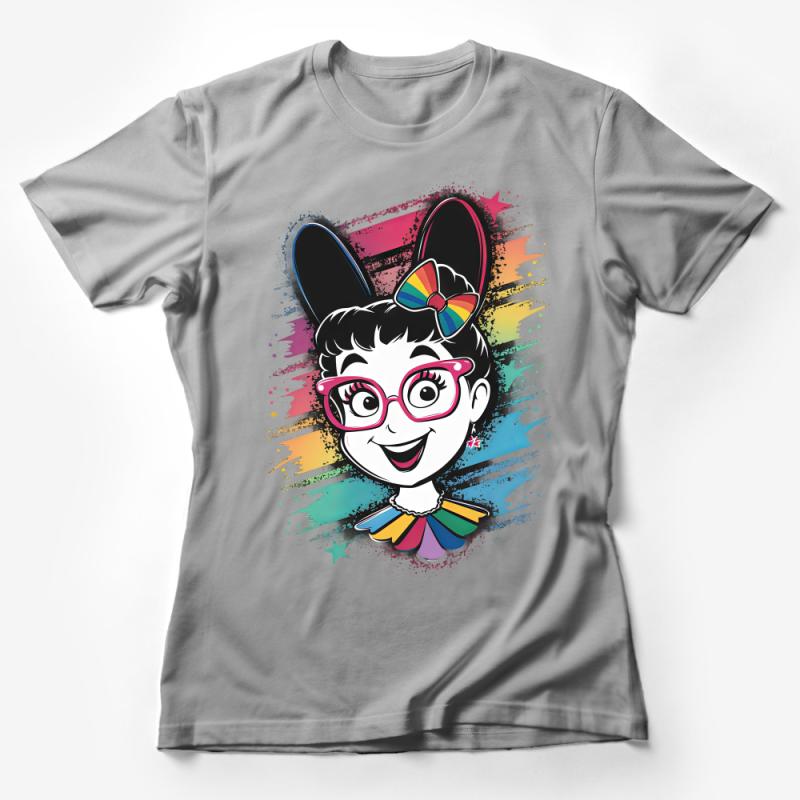 Colorful Pop Art Girl T-Shirt, Trendy Comic Style Tee, Fun Fashion Casual Top, Vibrant Urban Youth Apparel, Unique Illustrated Shirt Female T-Shirt