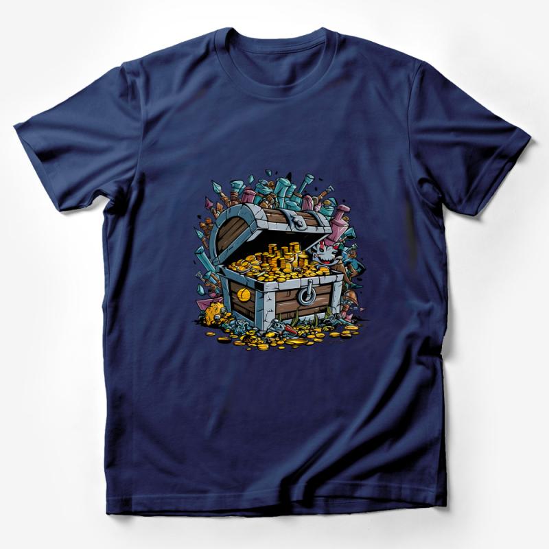 Treasure Chest Graphic Tee, Colorful Pirate Booty T-Shirt, Unisex Adventure Tee, Treasure Hunt Casual Shirt Male T-Shirt