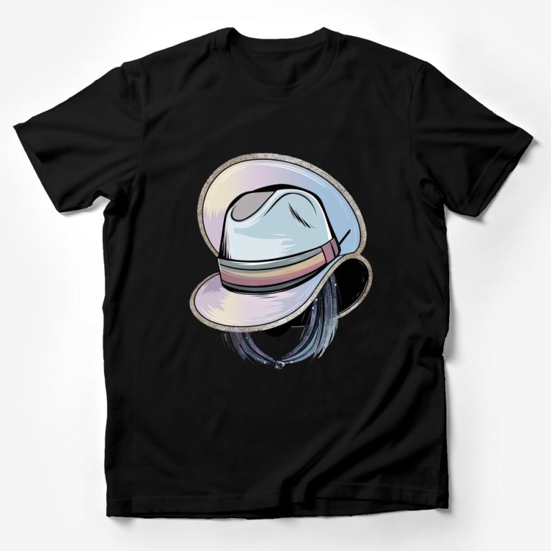 Vintage Style Fedora Hat Illustration T-Shirt, Artistic Fashion Graphic Tee, Unisex Casual Outfit Male T-Shirt